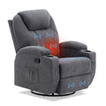 Homall 360° Swivel Massage Recliner Rocker Reclining Sofa, PU Leather& Fabric Heated Ergonomic Living Room Lounge Chair