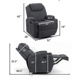 Homall 360° Swivel Massage Recliner Rocker Reclining Sofa, PU Leather& Fabric Heated Ergonomic Living Room Lounge Chair