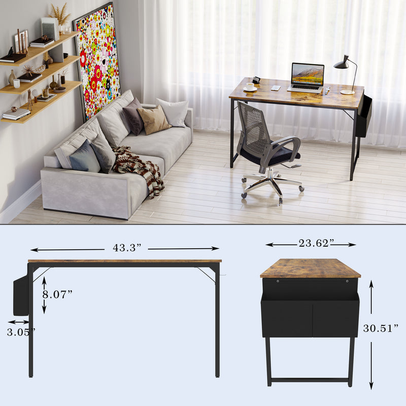 Homall 44in Office Desk Writing Study Desk Modern Computer Table with Storage Bag