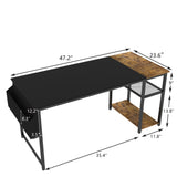 Homall 48in Home Office Desk Study Writing Computer Desk with Removable Storage Shelves