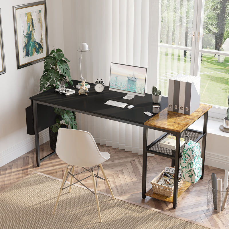 Homall 47in Home Office Desk Study Writing Computer Desk with Removable Storage Shelves