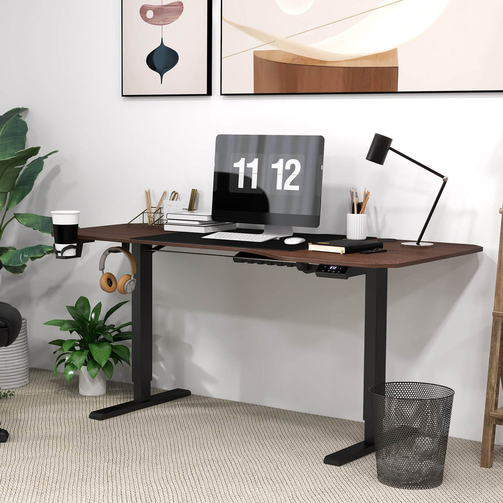63'' Black Office Manual Height Adjustable Gaming Desk with Monitor