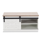 Homall Barn Door Coffee Table, White Modern Farmhouse Coffee Table