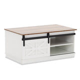 Homall Barn Door Coffee Table, White Modern Farmhouse Coffee Table
