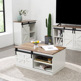 Homall Barn Door Coffee Table, White Modern Farmhouse Coffee Table