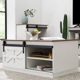 Homall Barn Door Coffee Table, White Modern Farmhouse Coffee Table