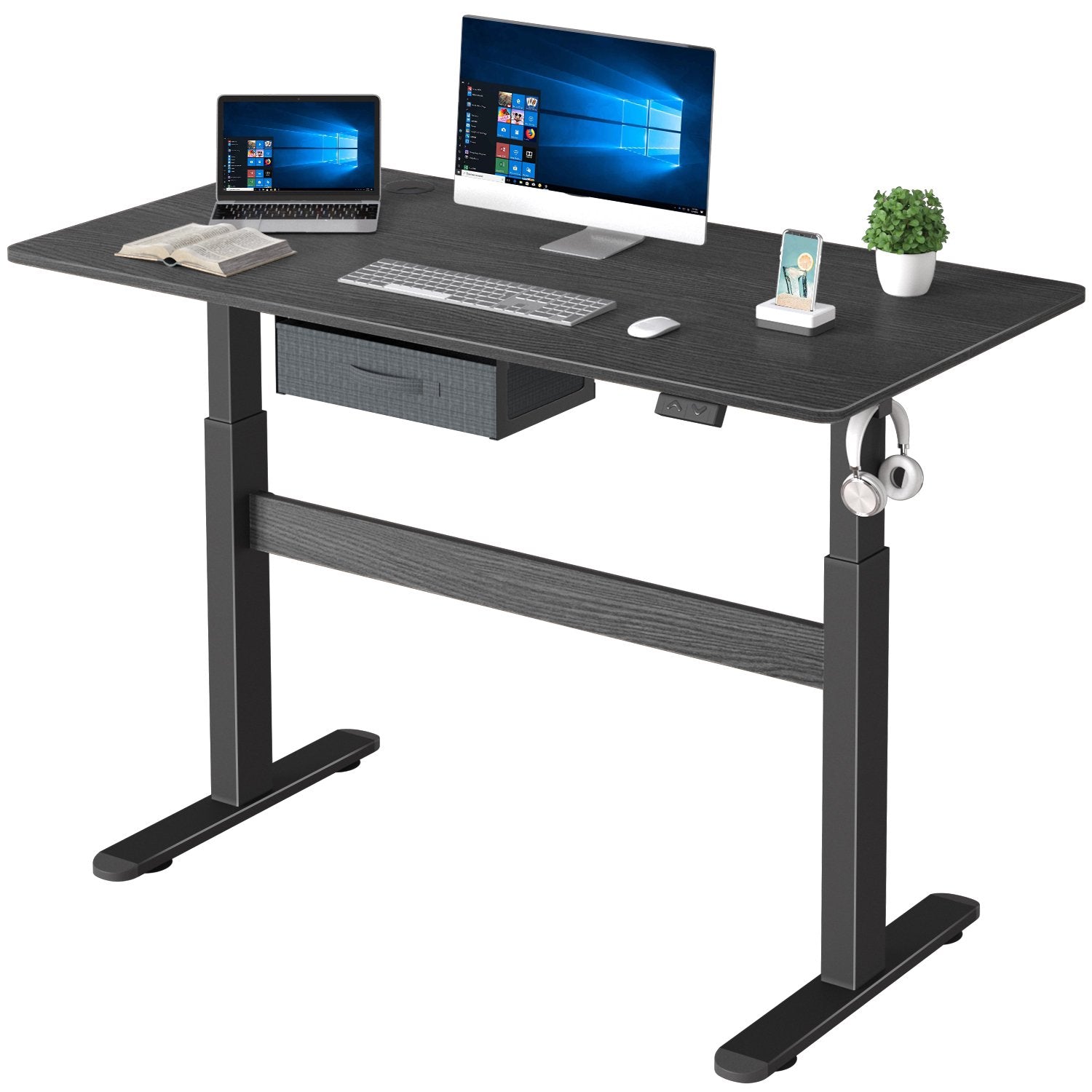 Homall Electric Standing Desk with Wood Tabletop and Drawer, 43.3 Inch