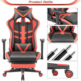 Homall Gaming Chair With Footrest, Ergonomic High-Back Leather Racing Computer Chair