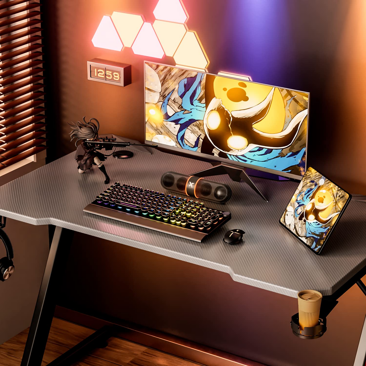 Homall 45inch Gaming Desk, Z Shaped PC Gaming Table