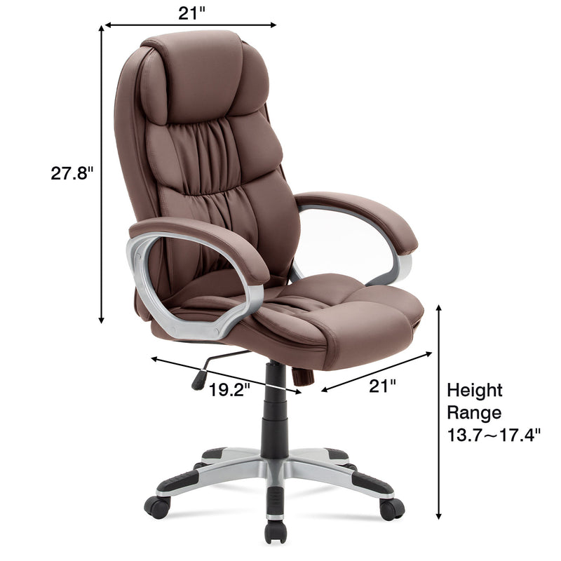 Brown Leather Home Office Chair Swivel Adjustable Height Chair