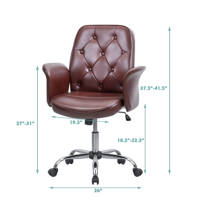 Homall Home Office Chair PU Leather Retro Accent Desk Chair, Brown