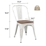 Homall Metal Dining Chair Indoor-Outdoor Use Stackable Chic Dining Bistro Cafe Side Metal Chairs Set of 4