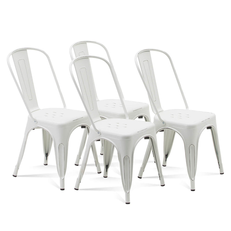Homall Metal Dining Chair Stackable Farmhouse Kitchen Chairs, Set of 4