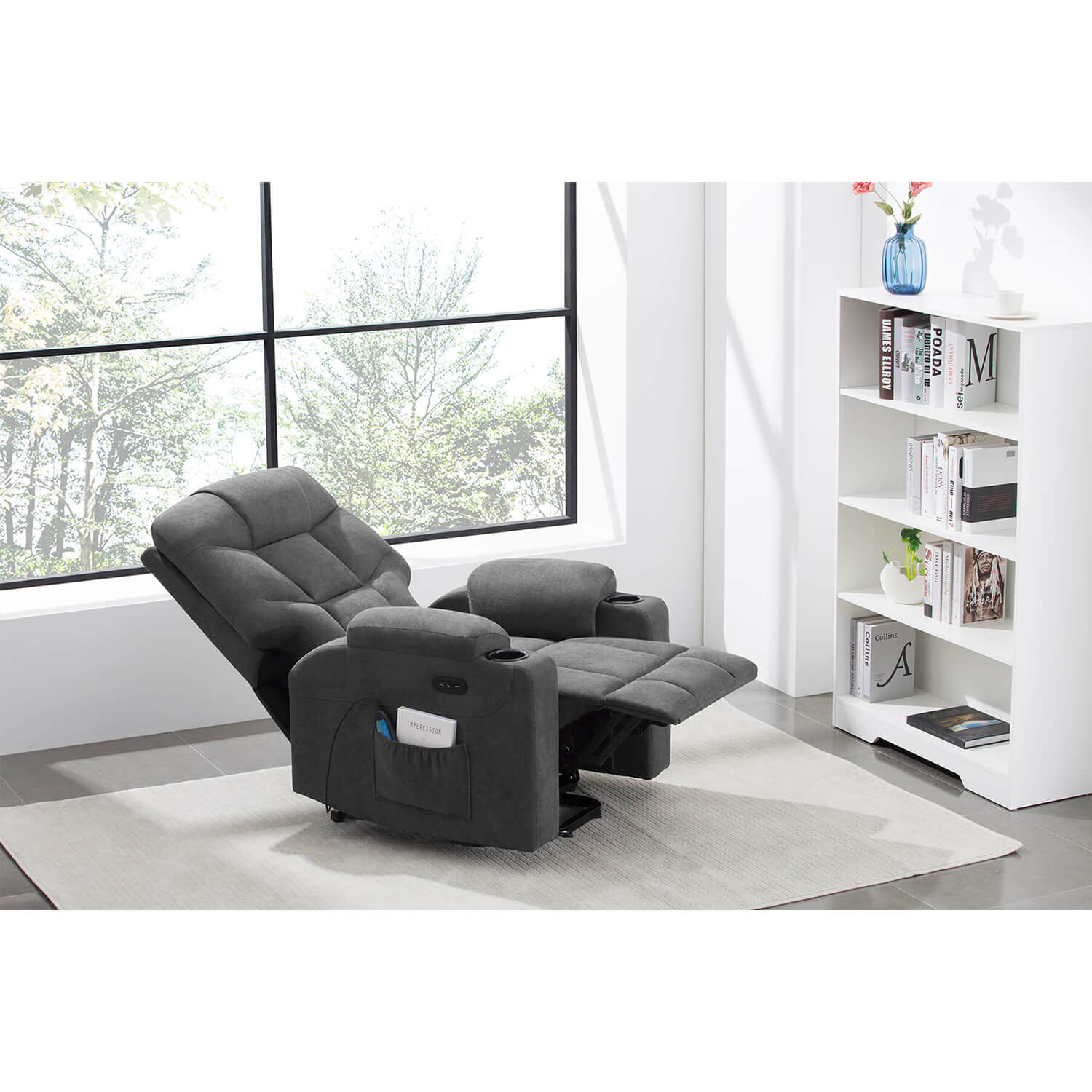【For all your needs】Homall Power Lift Chair Assist Recliner, Fabric Recliner with Heated Vibration Massage & USB Outlet