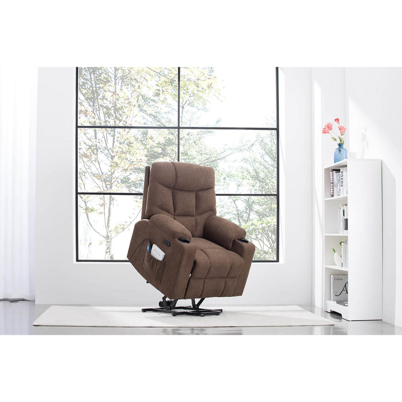 【For all your needs】Homall Power Lift Chair Assist Recliner, Fabric Recliner with Heated Vibration Massage & USB Outlet