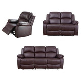 Homall PU Leather Recliner, Reclining Living Room Sofa Set, Brown Theatre Seat