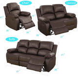 Homall PU Leather Recliner, Reclining Living Room Sofa Set, Brown Theatre Seat