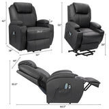 Homall Power Lift Recliner for Elderly with Heat and Massage Functions, PU Leather/Fabric Version