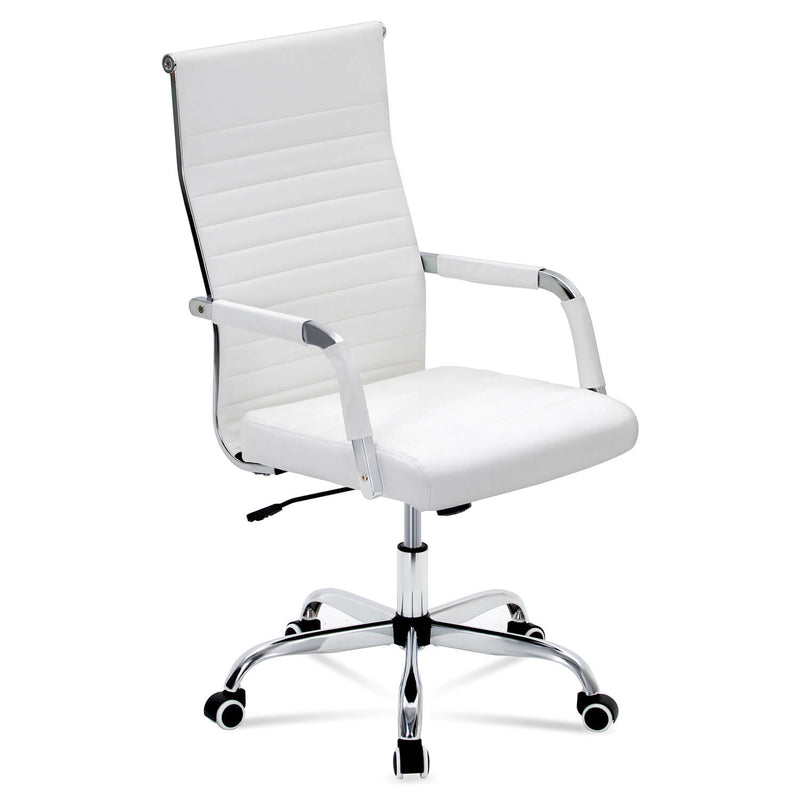 Homall Ribbed Office Chair Mid-Back PU Leather Desk Chair Adjustable Swivel Chair