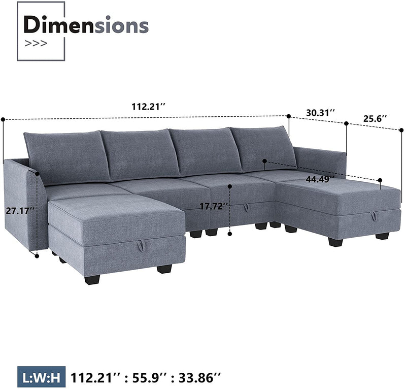 Homall Sectional Couch with Reversible Chaise, Modular Corner Sofa with Ottoman