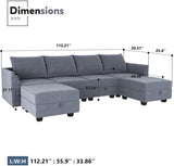 Homall Sectional Couch with Reversible Chaise, Modular Corner Sofa with Ottoman