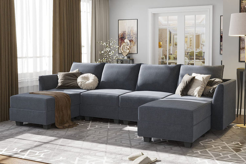 Homall Sectional Couch with Reversible Chaise, Modular Corner Sofa with Ottoman