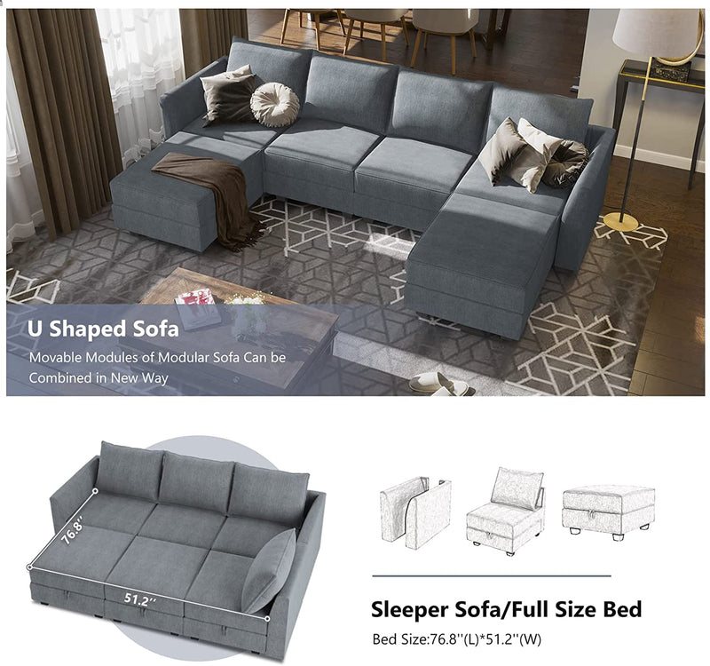 Homall Sectional Couch with Reversible Chaise, Modular Corner Sofa with Ottoman
