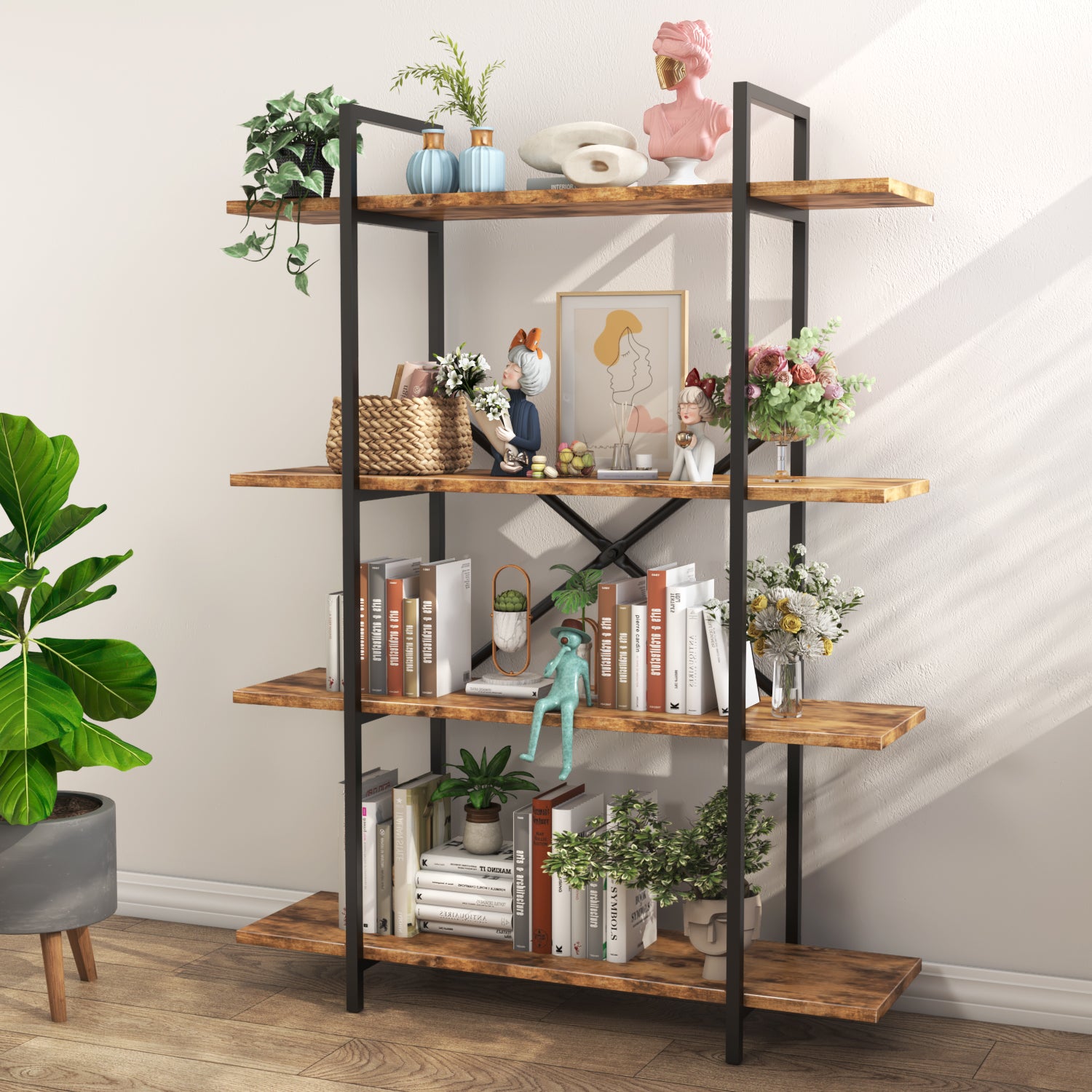 Homall 4-Tier Stainless Steel Etagere Bookshelf