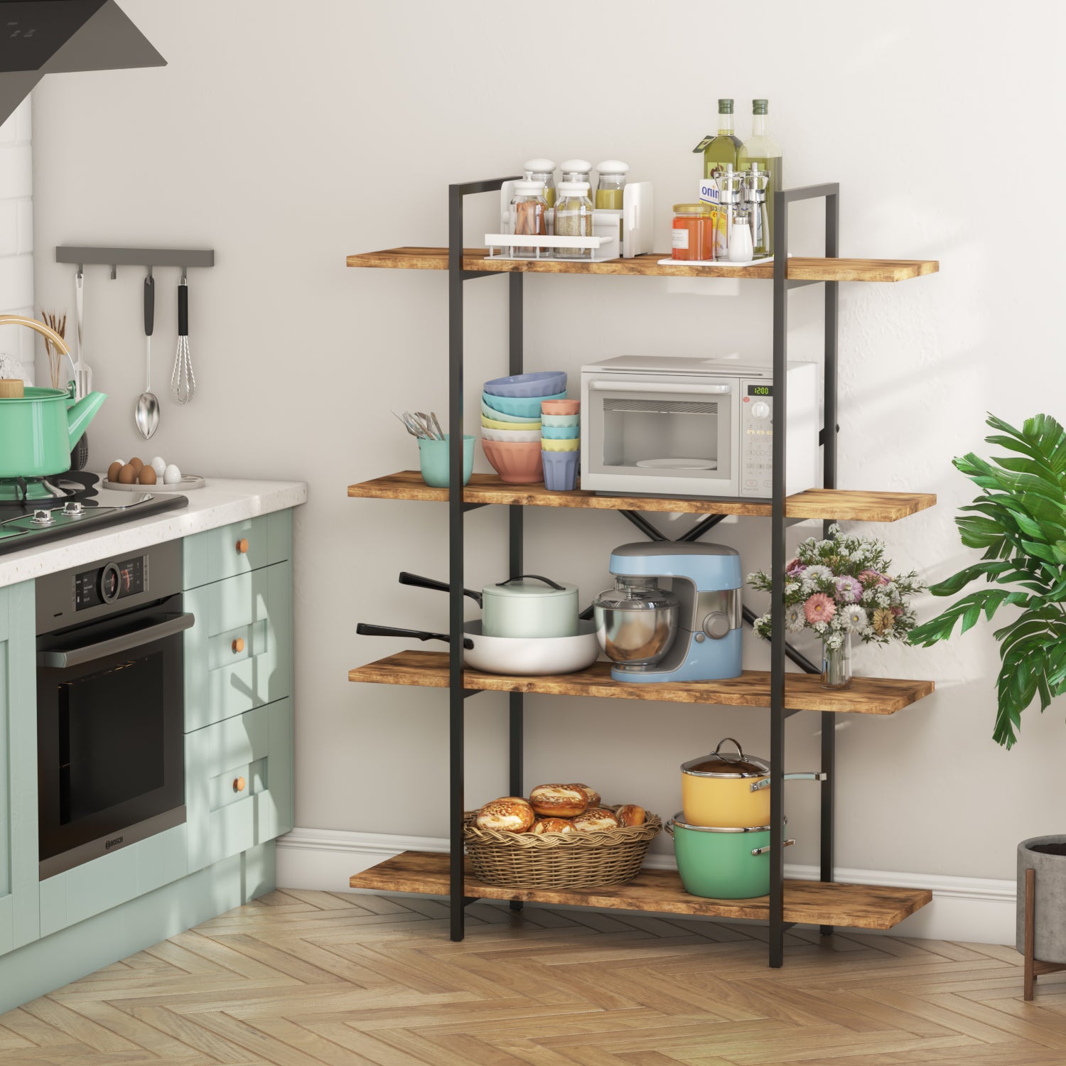 Homall 4-Tier Stainless Steel Etagere Bookshelf