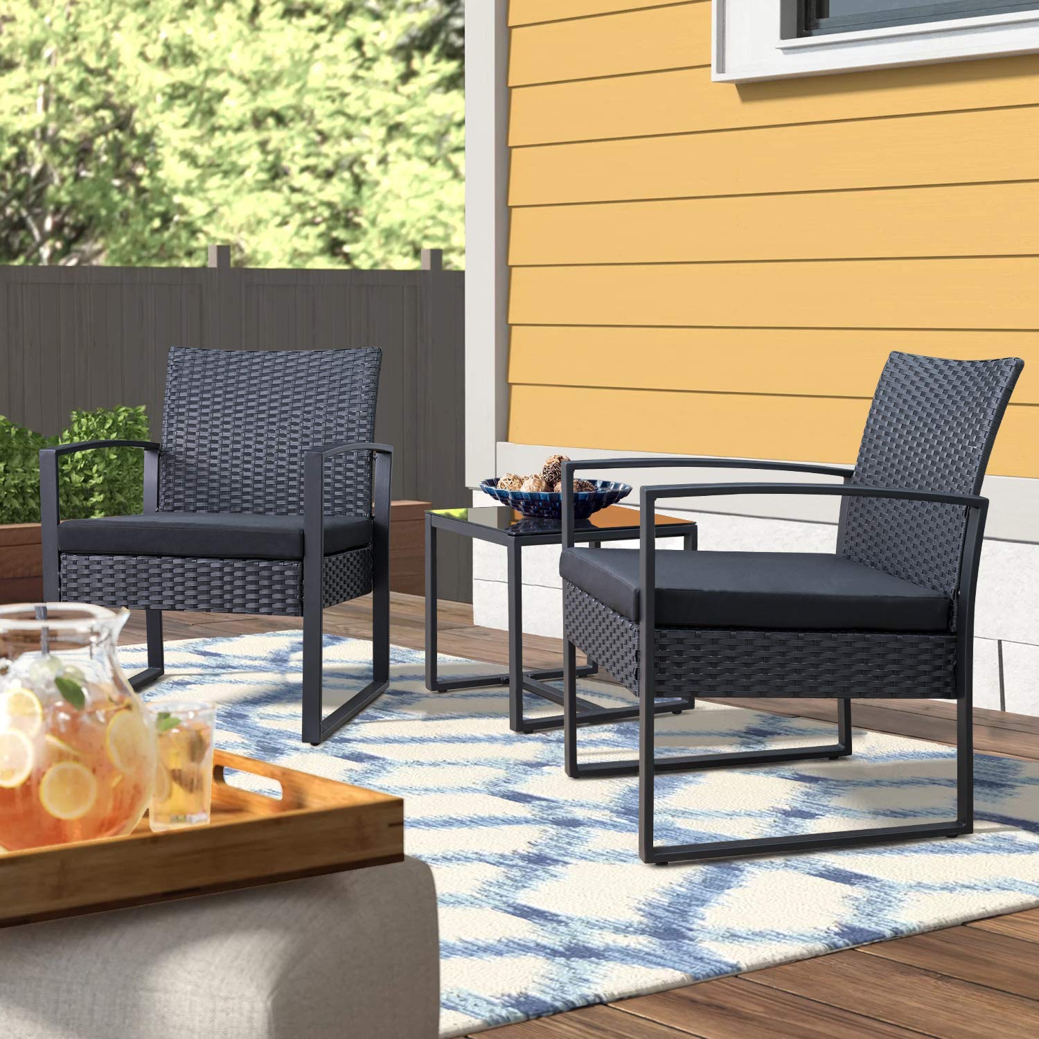 Small Patio Furniture Set Homall 3-Piece Outdoor Rocking Set