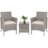 Homall 3 Pieces Patio Set Backyard Furniture Outdoor Chairs with Table (Gray)