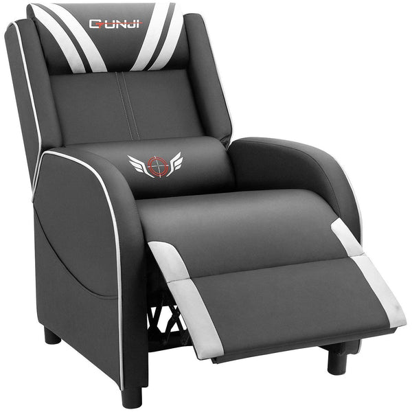 Gymax Massage Gaming Recliner Chair Leather Single Sofa for Home Theater  Red
