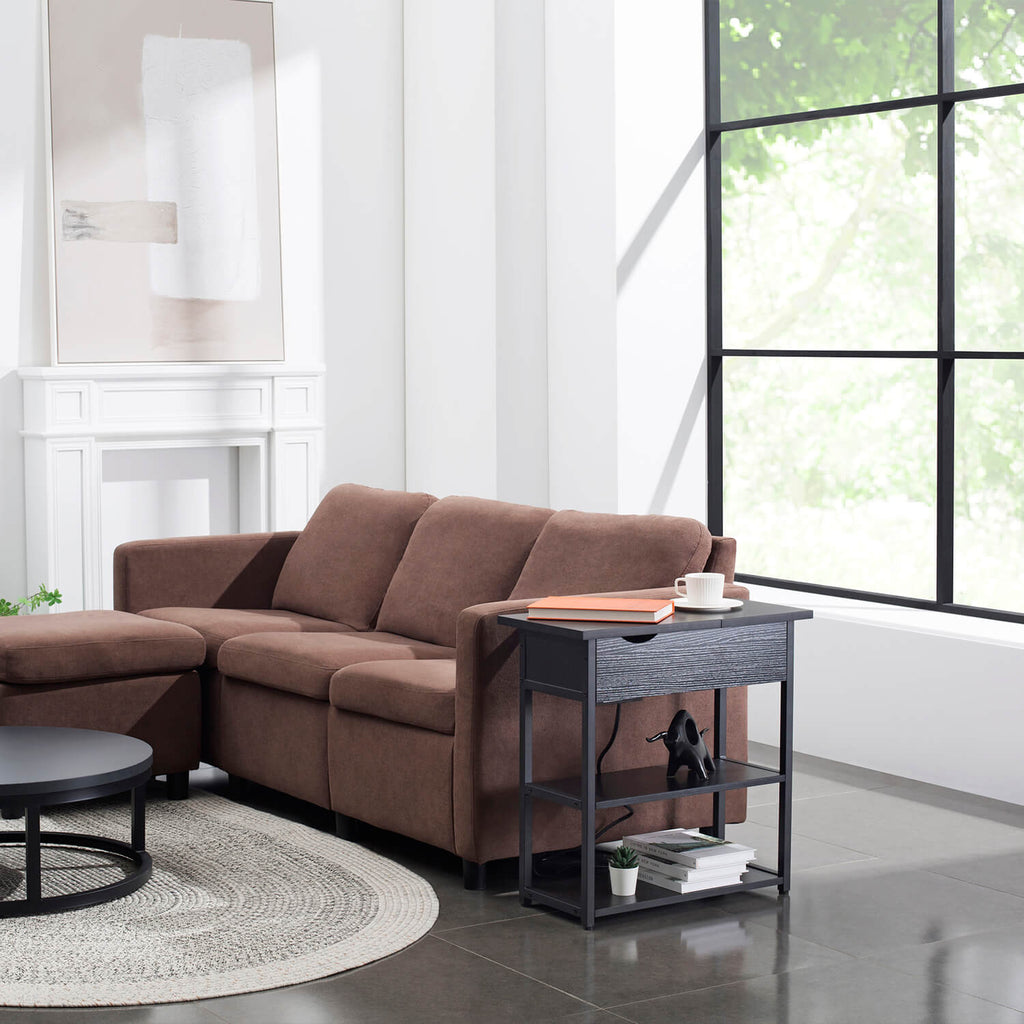 Homall Side Table with Power Outlets & USB Ports, End Tables with Narr ...
