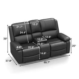 Homall 3-Pieces Reclining Theatre Seat, Living Room PU Leather Recliner Sofa Loveseat Chair Set