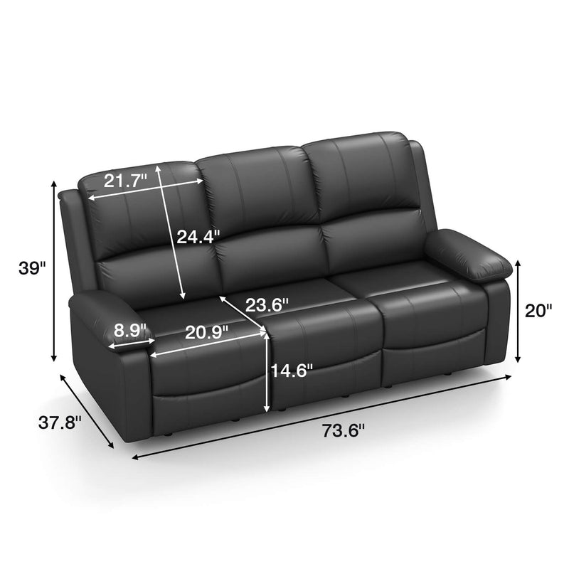 Homall 3-Pieces Reclining Theatre Seat, Living Room PU Leather Recliner Sofa Loveseat Chair Set