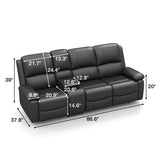 Homall 3-Pieces Reclining Theatre Seat, Living Room PU Leather Recliner Sofa Loveseat Chair Set