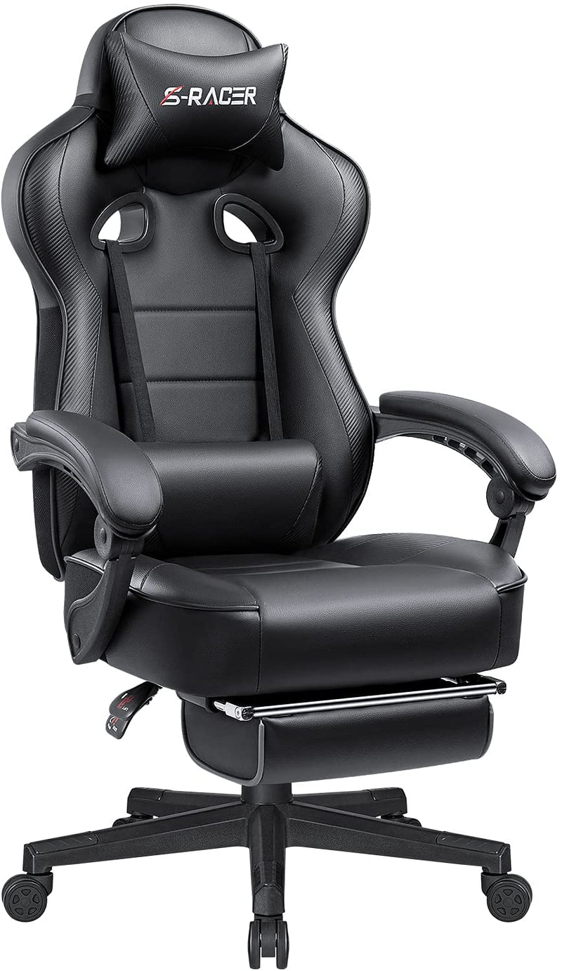 Homall Gaming Chair Racing Style Reclining Chair Ergonomic Home Office Computer Chair High Back PU Leather Adjustable Swivel Big and Tall Chair with Footrest