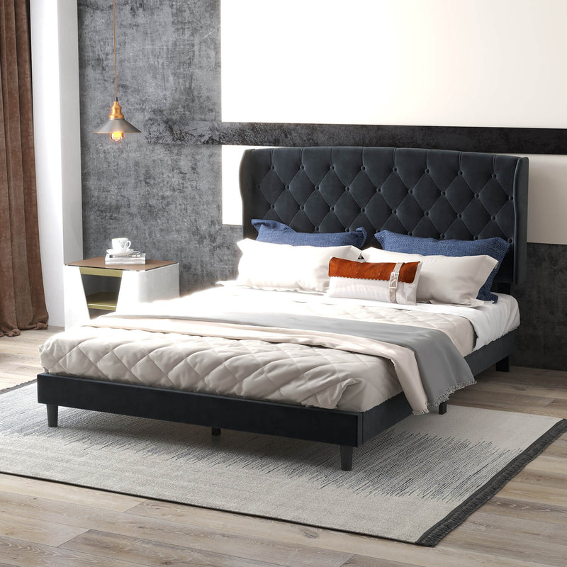Homall Queen Size Platform Bed Frame with Headboard, Button Tufted Style