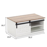 Homall Barn Door Coffee Table, White Modern Farmhouse Coffee Table