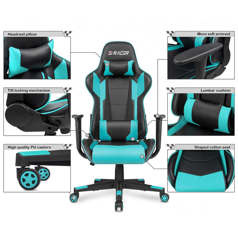 Homall Gaming Chair Racing Chair Computer Desk Chair with Headrest and Lumbar Support