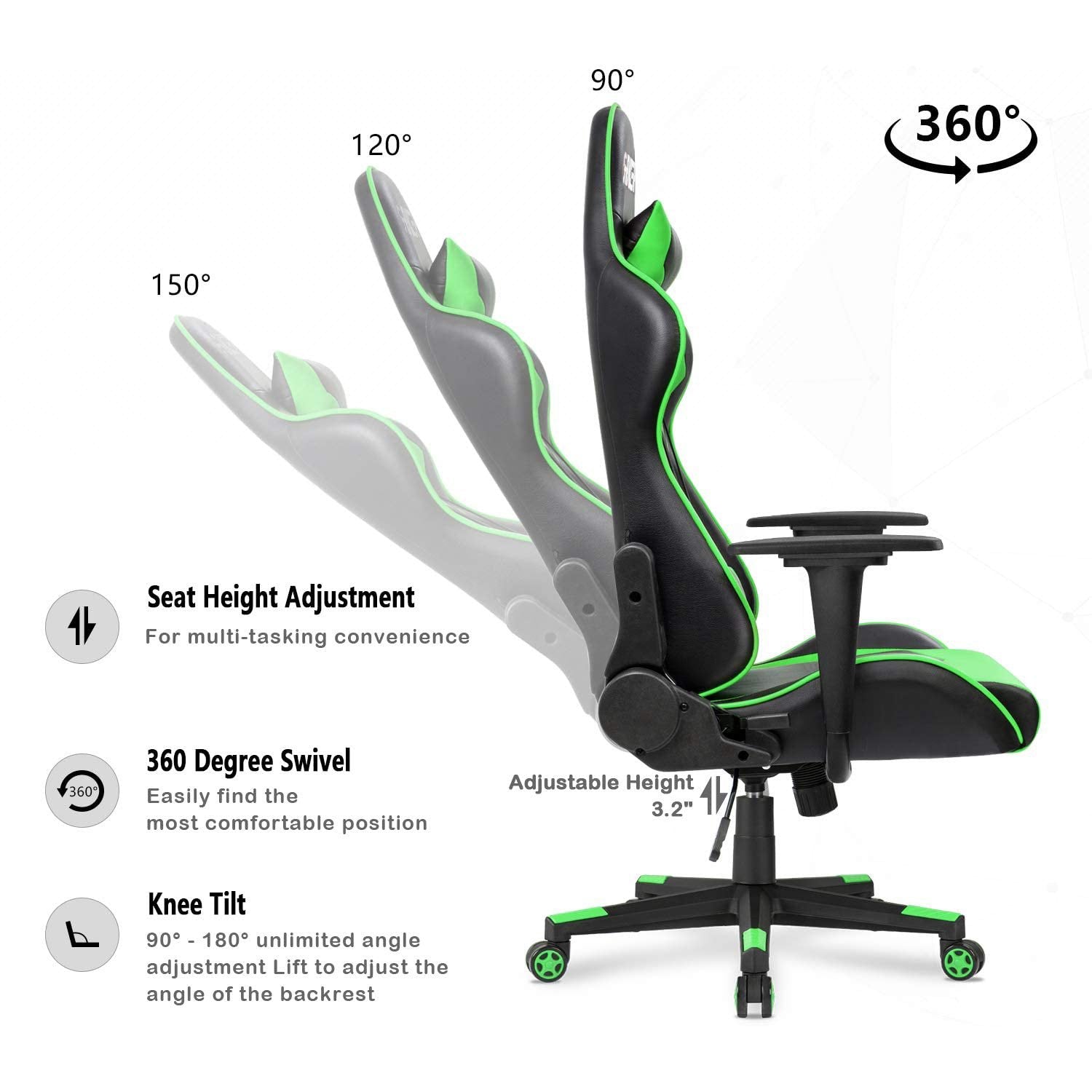 Homall Gaming Chair Racing Chair Computer Desk Chair with Headrest and Lumbar Support