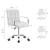 Homall Mid-Back Office Task Chair Ribbed PU Leather Executive Chair Modern Adjustable Home Desk Chair Retro Comfortable Work Chair 360 Degree Swivel with Arms
