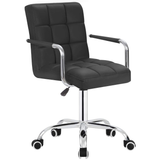 Homall Mid-Back Office Task Chair Ribbed PU Leather Executive Chair Modern Adjustable Home Desk Chair Retro Comfortable Work Chair 360 Degree Swivel with Arms