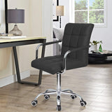 Homall Mid-Back Office Task Chair Ribbed PU Leather Executive Chair Modern Adjustable Home Desk Chair Retro Comfortable Work Chair 360 Degree Swivel with Arms