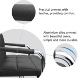 Homall Mid-Back Office Task Chair Ribbed PU Leather Executive Chair Modern Adjustable Home Desk Chair Retro Comfortable Work Chair 360 Degree Swivel with Arms