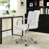 Homall Mid-Back Office Task Chair Ribbed PU Leather Executive Chair Modern Adjustable Home Desk Chair Retro Comfortable Work Chair 360 Degree Swivel with Arms