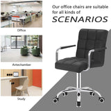Homall Mid-Back Office Task Chair Ribbed PU Leather Executive Chair Modern Adjustable Home Desk Chair Retro Comfortable Work Chair 360 Degree Swivel with Arms