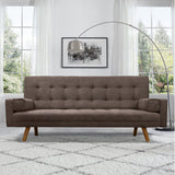 Homall Linen Futon Sofa Bed Pin Tufted Split Back Convertible Reclining Sofa Fabric Bench Seat