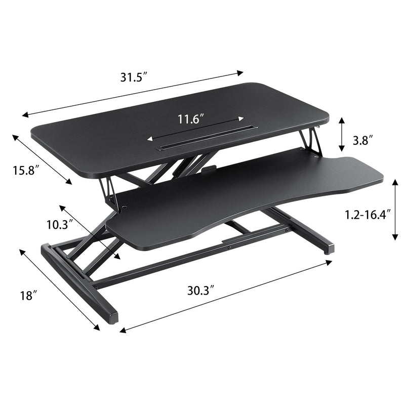 Homall 31“ Standing Desk Converter, Height Adjustable Stand up Desk Riser Home Office Desk with Deep Keyboard Tray for Laptop