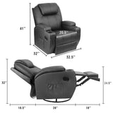 Homall PU Leather Swivel rocker Recliner Chair Electric Massage Recliner